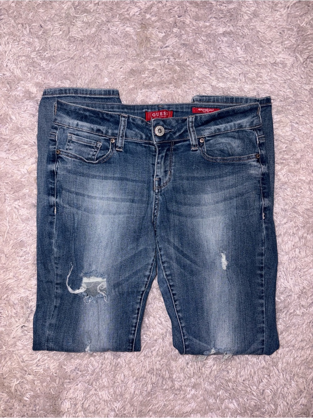 Vintage Y2K GUESS Women's Distressed Blue Denim Jeans